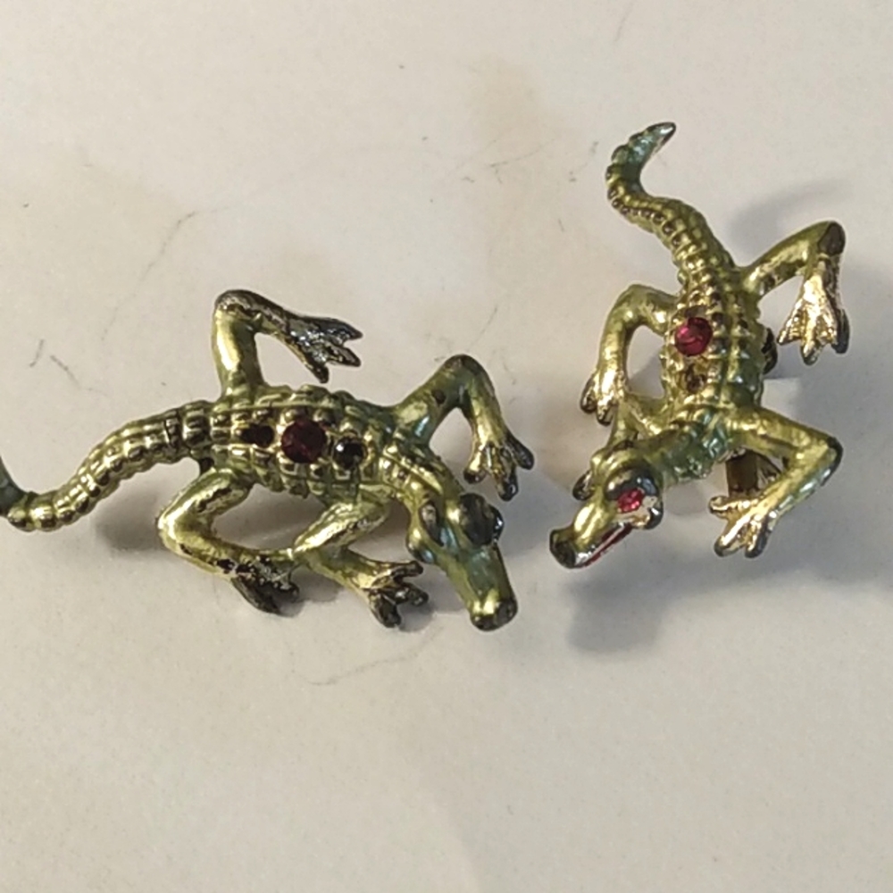 Vintage costume alligator broaches